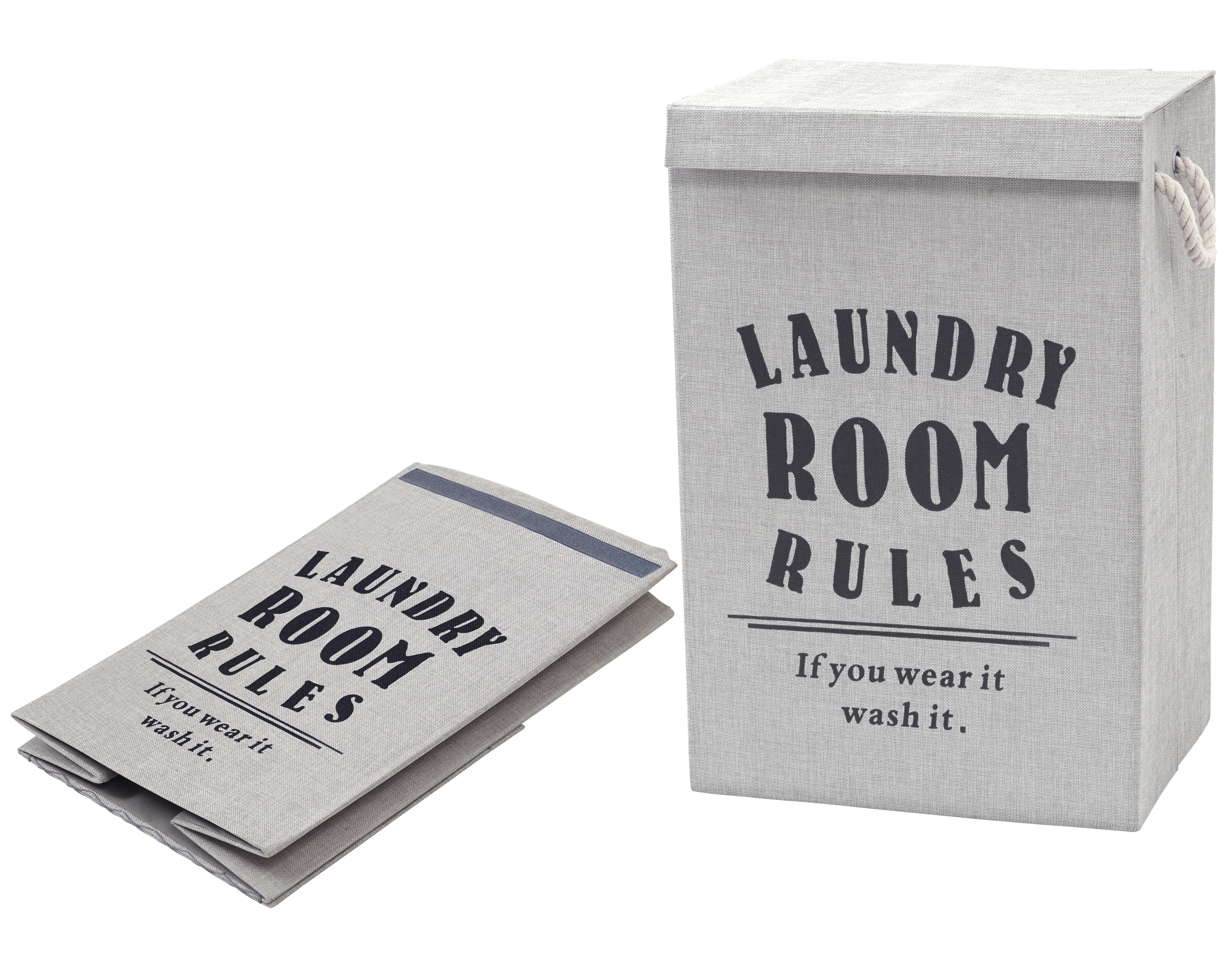 Emporium Collapsible Laundry Bag Felt Storage Basket Room Rules Hamper (KD)