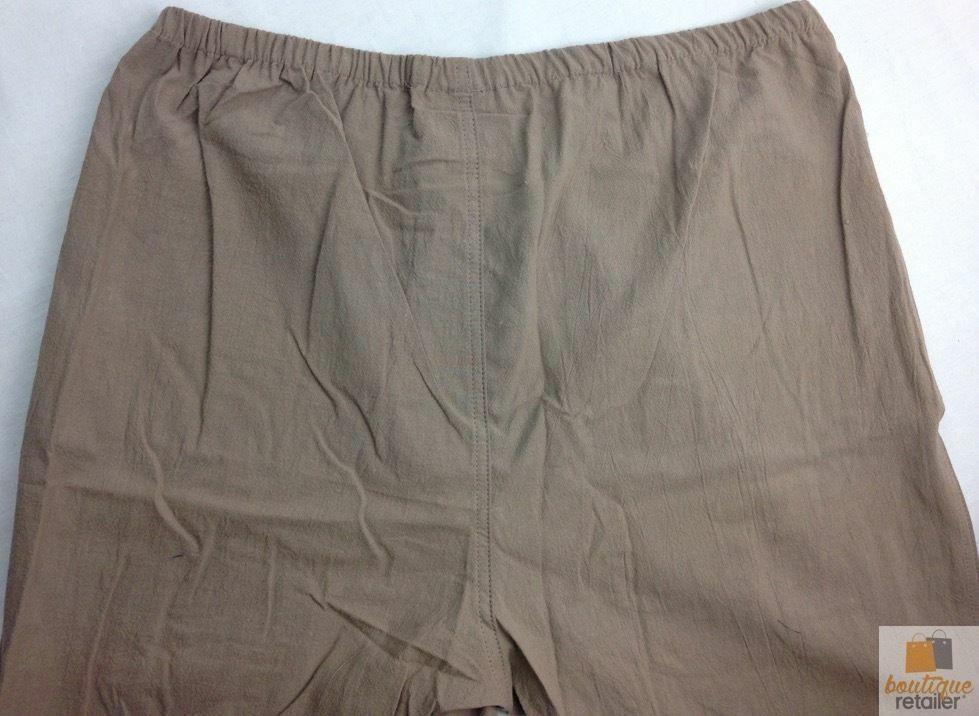 Womens PLUS SIZE 3/4 Shorts Capri 100% COTTON Elastic Trousers - Mocha - 20