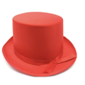 SATIN TOP HAT Costume Party Cap Fancy Dress Trilby Fedora One Size - Red