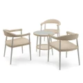 Outdoor Coffee Table and Chair Set Beige Armchairs PE-Rattan Patio Bistro