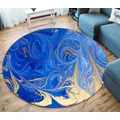 3D Sapphire Blue Pattern 925 Round Non Slip Rug Mat, 120cm(47.2'')
