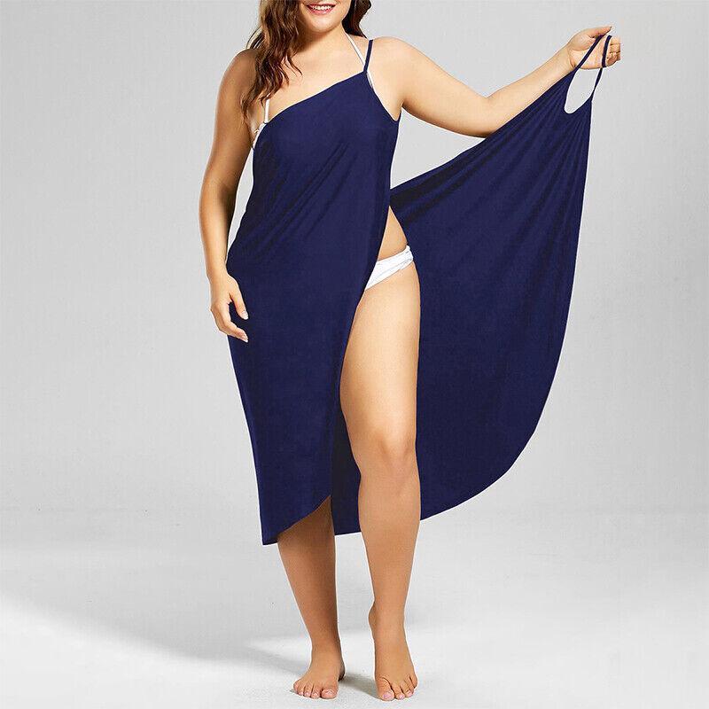 GoodGoods Plus Size Bikini Cover Up Swimwear Strappy Dress Bathing Suit(Royal Blue,3XL)
