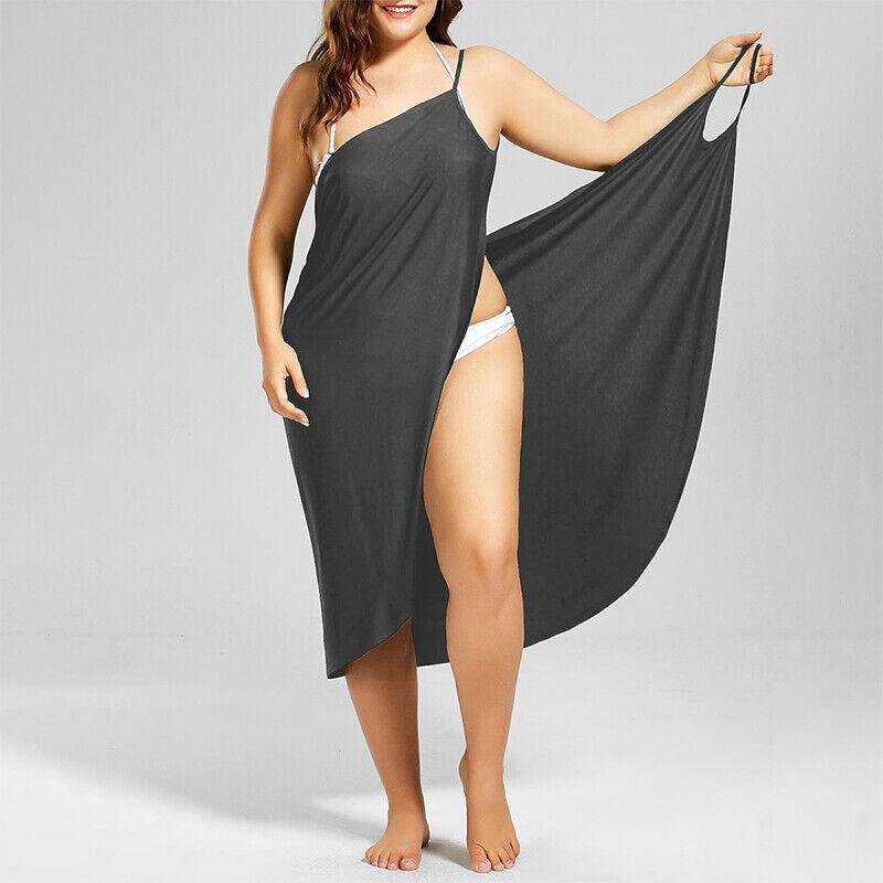 GoodGoods Plus Size Bikini Cover Up Swimwear Strappy Dress Bathing Suit(Dark Gray,S)