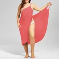 GoodGoods Plus Size Bikini Cover Up Swimwear Strappy Dress Bathing Suit(Watermelon Red,4XL)
