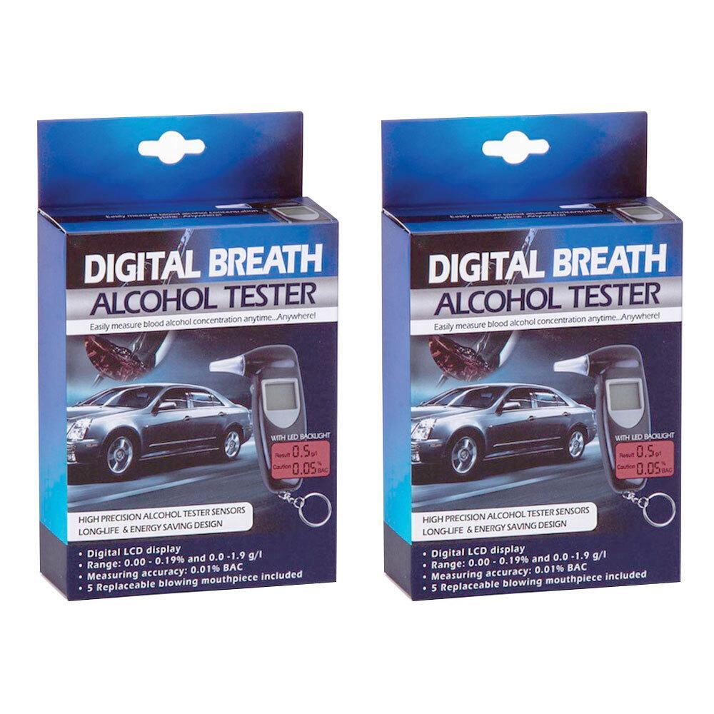 2x Digital Breath Alcohol Professional Tester LCD Analyser/Breathalyser Test BLK