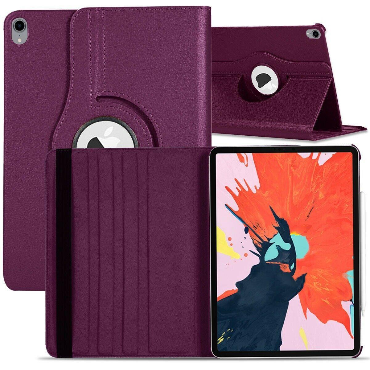 360 Rotate Leather Case Cover Apple iPad Air 2-Purple