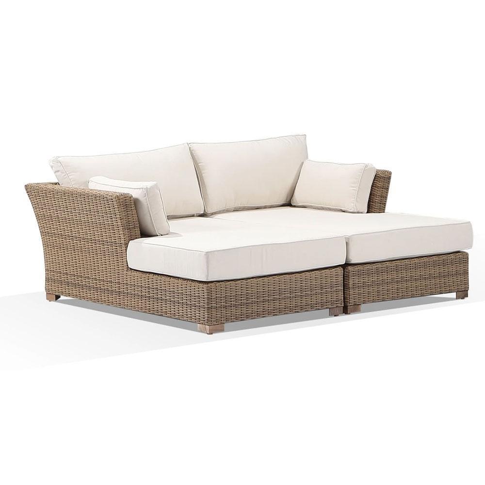Coco Outdoor Wicker Modular 2 Piece Daybed Garden Setting - Outdoor Daybeds