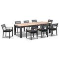 Balmoral 2.5M Teak Top Aluminium Table With 8 Capri Dining Chairs - Outdoor Teak Dining Settings
