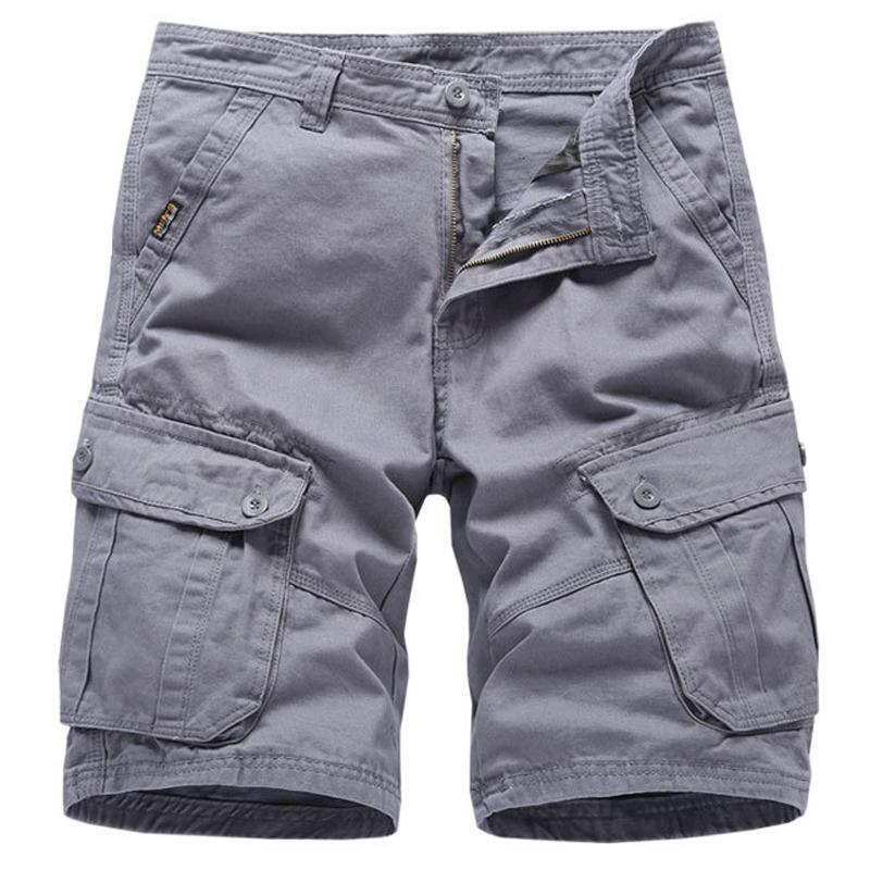 GoodGoods Cargo Summer Work Shorts Pants Capri Casual Trousers(Grey,34)