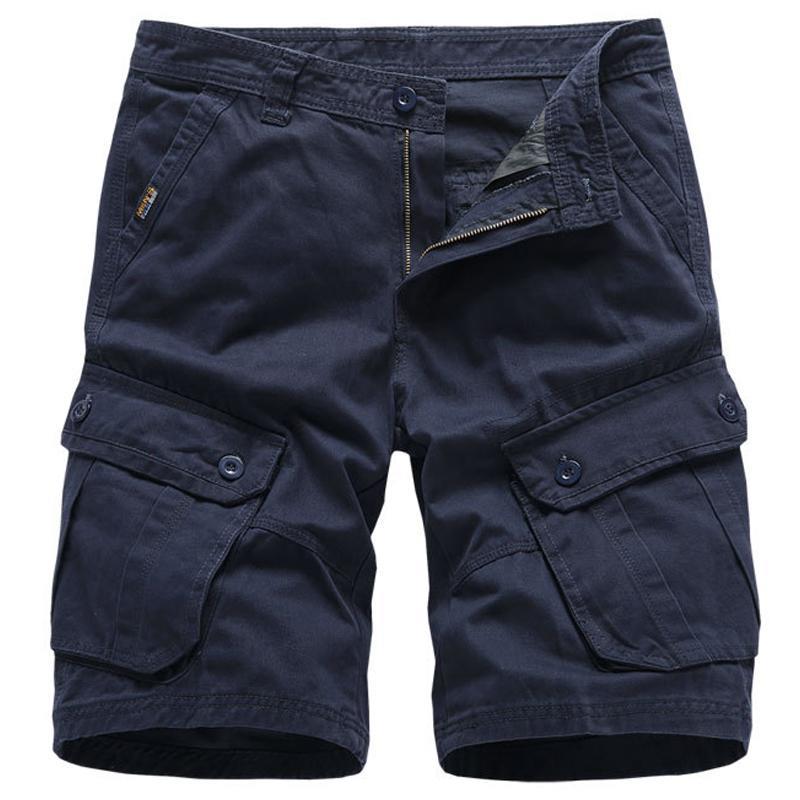 GoodGoods Cargo Summer Work Shorts Pants Capri Casual Trousers(Navy Blue,30)