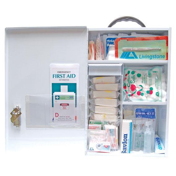 Livingstone First Aid Kit, Class A, Complete Set In Metal Case, for 1-100 people, Meets Workplace Health and Safety Regulation