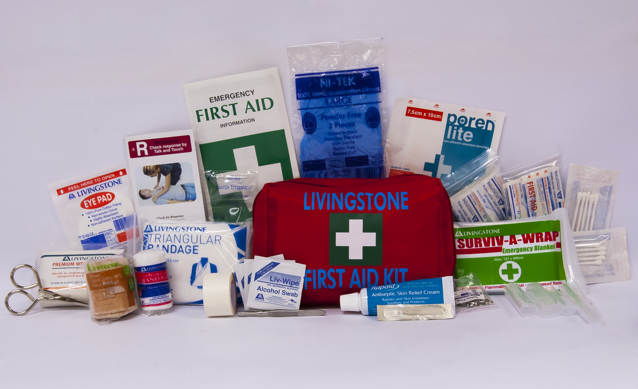 Livingstone Work Vehicle First Aid Kit, Small, 18 x 11 x 7cm Pouch, Red, Complete Set In Nylon Pouch