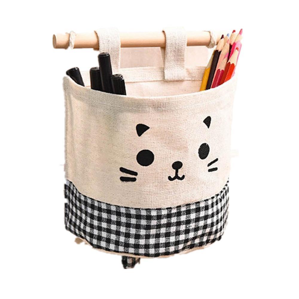 5PCS Hanging Storage Package Cute Pattern Single Pockets Storage Container Black plaid
