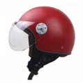 Helmet PU Leather Cover Scooter Vintage Helmet Red and white M