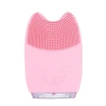 Electric Silicone Ultrasonic Vibration Massage Facial Cleaner Pink_Pink