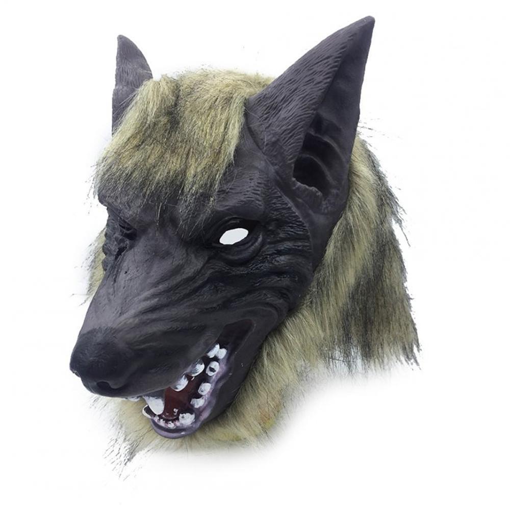 Scary Lion/Tiger/Wolf Head Full Face Horror Masquerade Masks Halloween Props Grey wolf
