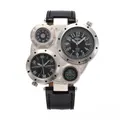 HP-9415 Men Stylish Dual Time Zones Compass Quartz Sports Wrist Watch - Black