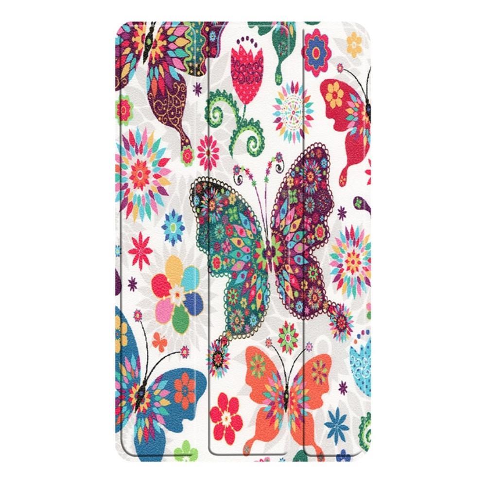 Horizontal Flip Colors Butterfly Pattern Colored Painted PU Leather Case For Lenovo E7 / TB-7104F, With Three-folding Holder