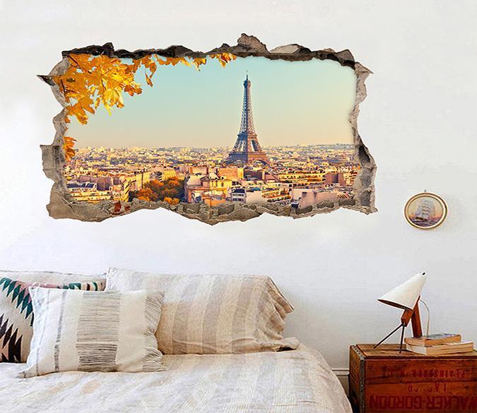 3D Paris Scenery 342 Broken Wall Murals Standard Vinyl(Economical Use), W150 x H80cm(59''x31.5'')