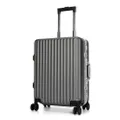 Swiss Aluminium Luggage Suitcase Lightweight with TSA locker 8 wheels 360 degree rolling HardCase SN7619A-Sliver Grey