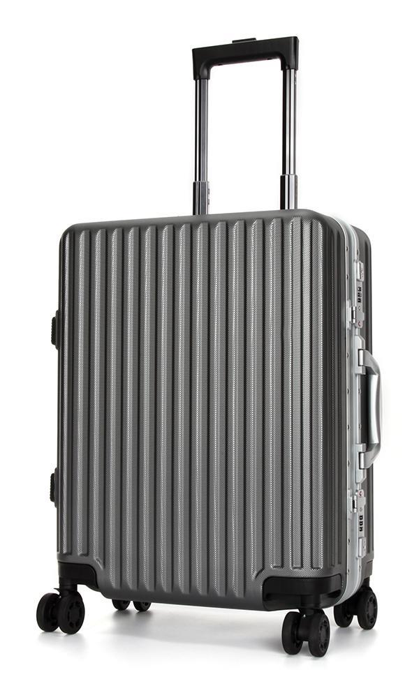 Swiss Aluminium Luggage Suitcase Lightweight with TSA locker 8 wheels 360 degree rolling HardCase SN7619B-Sliver Grey