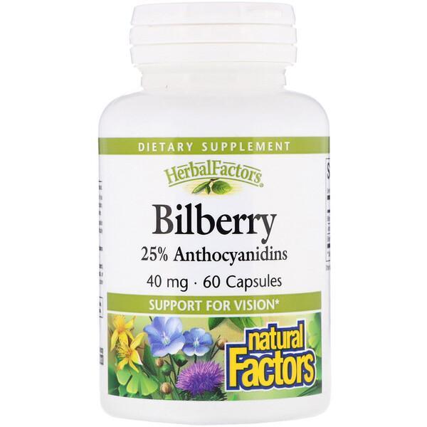 Natural Factors, Bilberry - 40mg, 60 Capsules