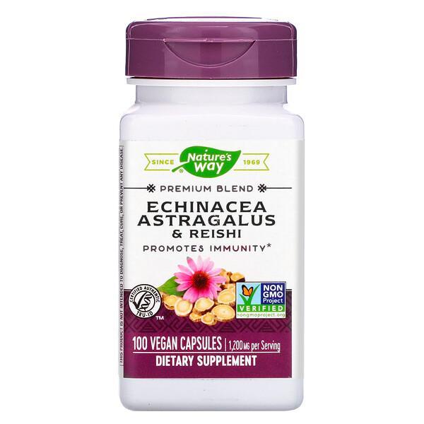 Nature's Way Echinacea Astragalus & Reishi Promotes Immunity - 1,200mg, 100 Vegan Capsules
