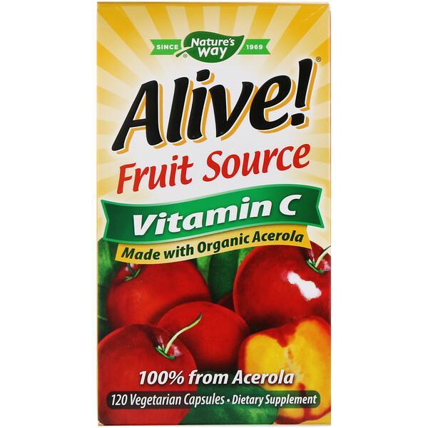 Nature's Way Alive! Fruit Source Vitamin C with Organic Acerola 120 Vegetarian Capsules