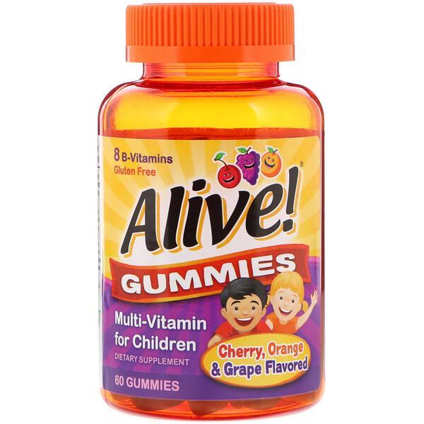 Nature's Way Alive! Gummies Multi-Vitamin for Children Cherry Orange & Grape Flavoured, 60 Gummies