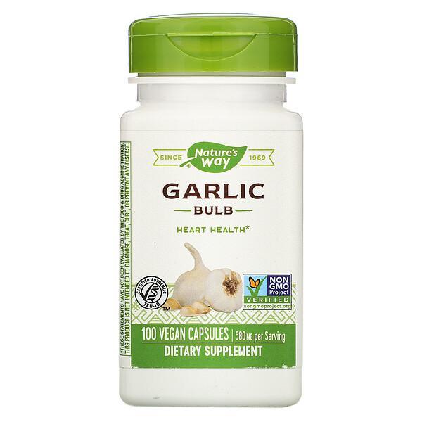 Nature's Way Garlic Bulb Extract Heart Health & Immune Support - 580mg, 100 Vegan Capsules