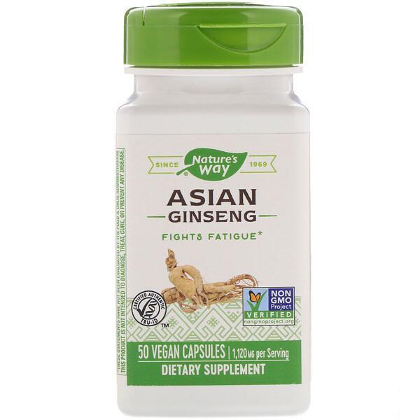 Nature's Way Asian Ginseng Root Extract Reduces Fatigue Assists Energy Levels - 1,120mg, 50 Vegan Capsules