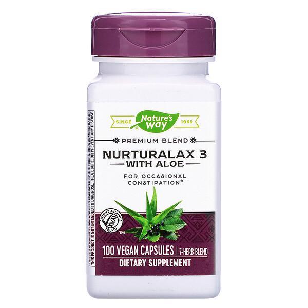 Nature's Way Nurturalax 3 with Aloe Butternut Fennel Ginger Extract 100 Vegan Capsules