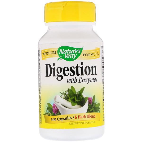 Nature's Way Digestion with Enzymes Protease Amylase Lactase Peptidase Cellulase 100 Capsules