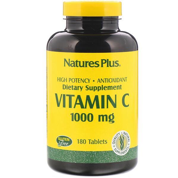 Nature's Plus Vitamin C + Rose Hips Rosa Canina - 1000mg, 180 Tablets