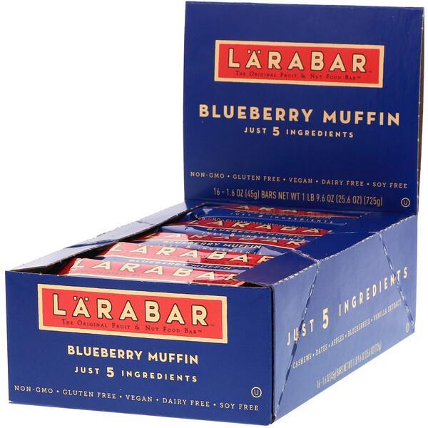 Larabar, The Original Fruit & Nut Food Bar, Blueberry Muffin, 16 Bars, 45 g Each