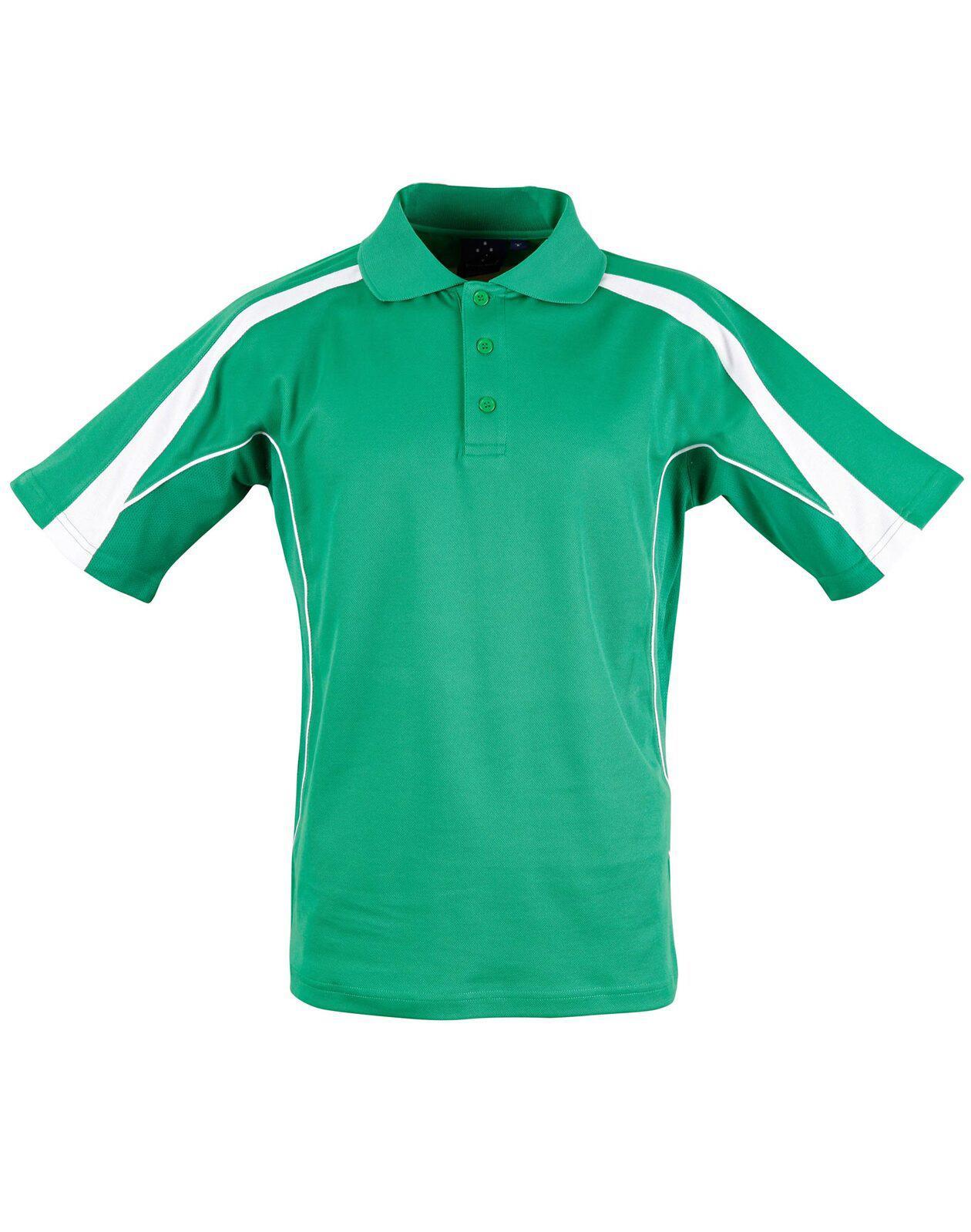 PS53K Sz 06K LEGEND Polyester Cotton Kid's Polo Shirt Emerald Green/White