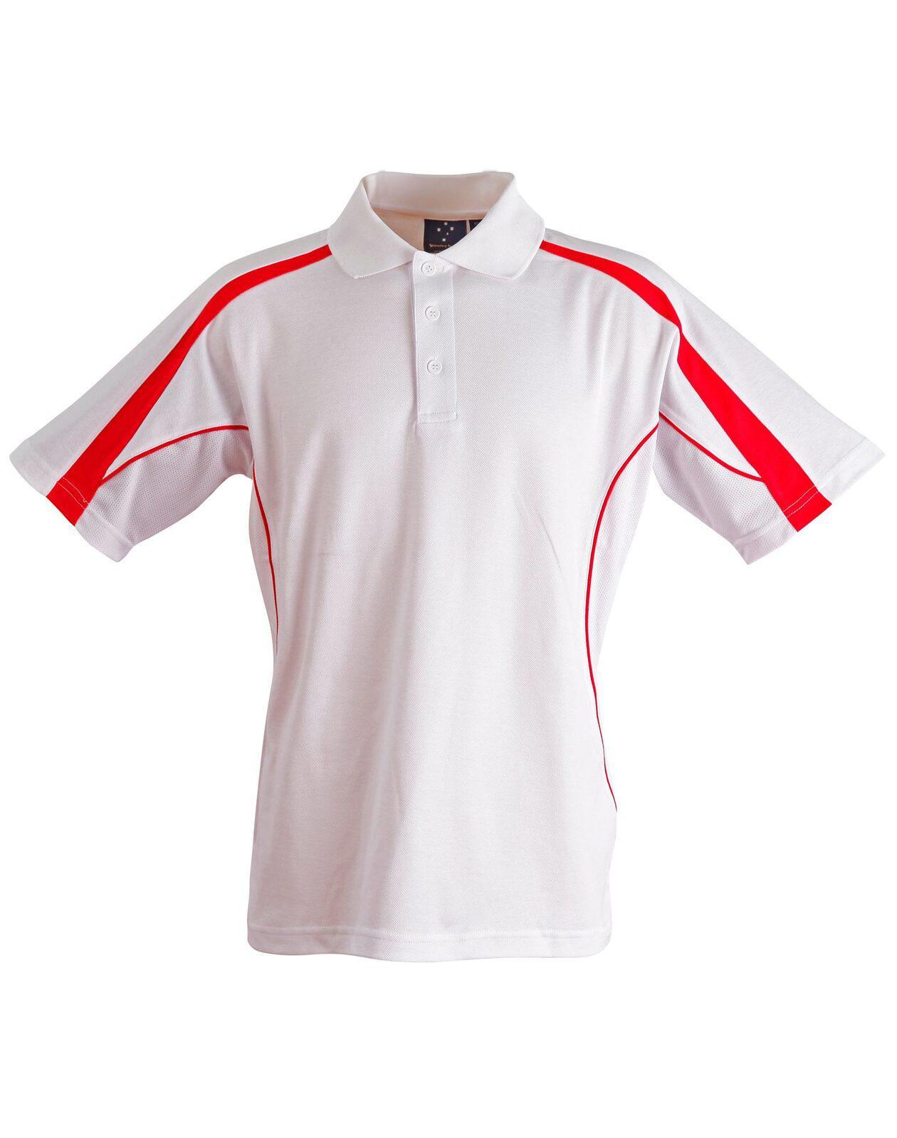 PS53 Sz 2XL LEGEND Polyester Cotton Men's Polo Shirt White/Red