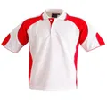 PS61K Sz 06K ALLIANCE Tri-colour Polyester Kids Polo Shirt White/Red