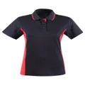 PS74 Sz 10 TEAMMATE Cotton Polyester Ladies Polo Shirt Black/Red
