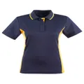 PS74 Sz 10 TEAMMATE Cotton Polyester Ladies Polo Shirt Navy/Gold