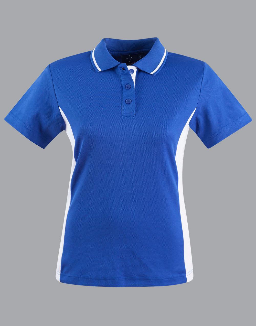 PS74 Sz 10 TEAMMATE Cotton Polyester Ladies Polo Shirt Royal Blue/White