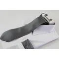 Mens Gunmetal & Silver Striped Matching Neck Tie, Pocket Square, Cuff Links And Tie Clip Set