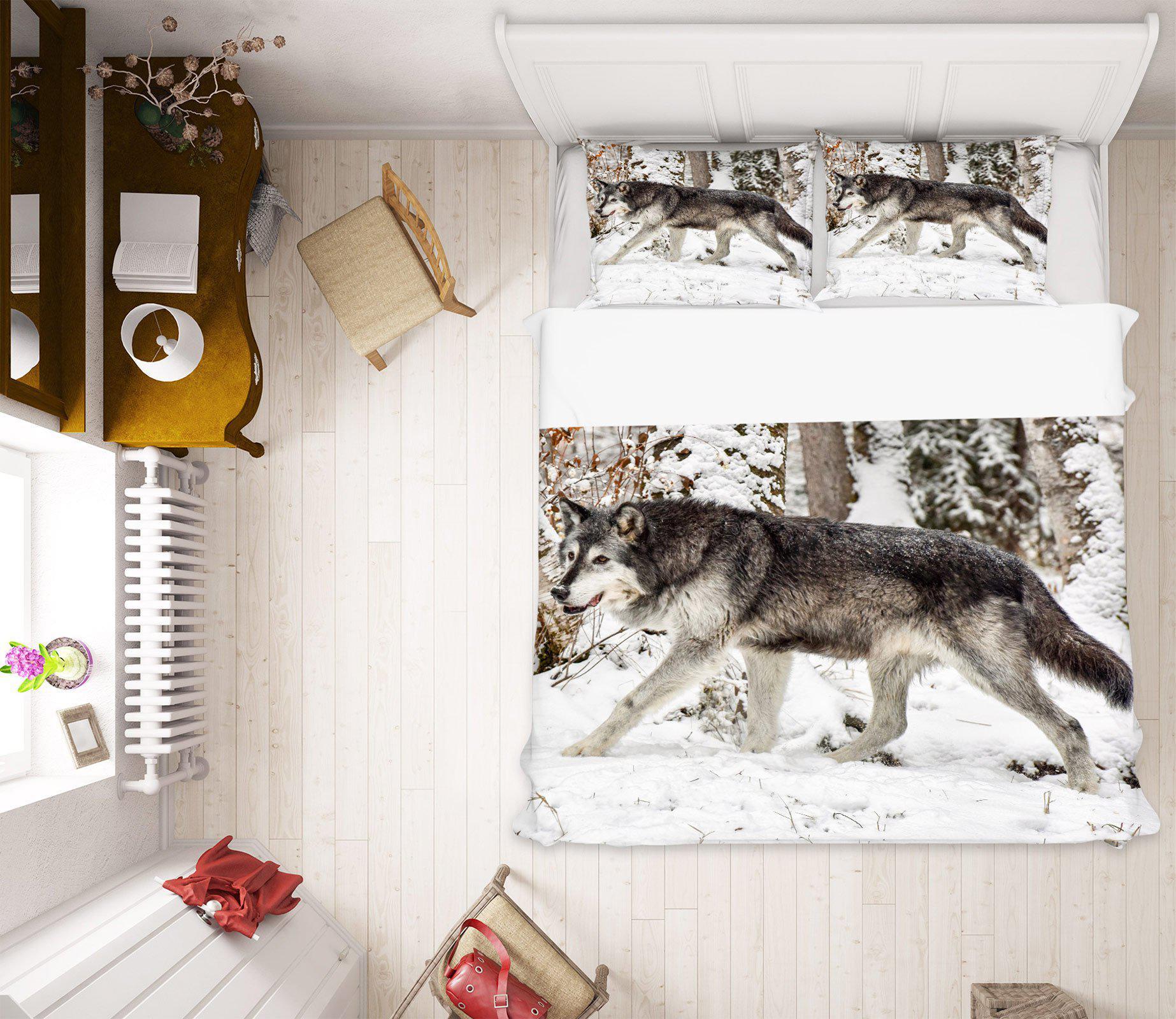 3D Snow Wolf 59213 Bed Pillowcases Quilt Bedding Set Quilt Cover Quilt Duvet Cover