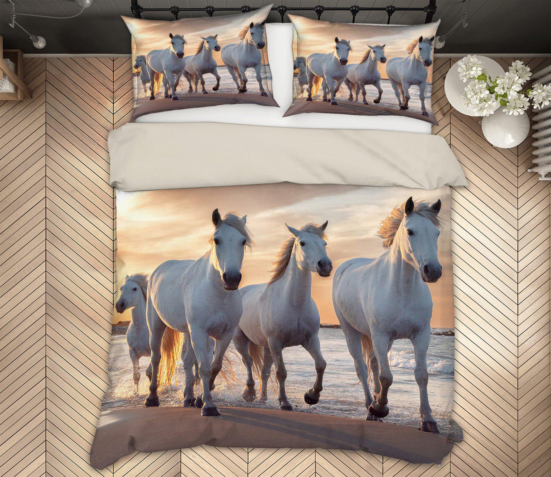 3D Group Horse 59208 Bed Pillowcases Quilt Bedding Set Quilt Cover Quilt Duvet Cover