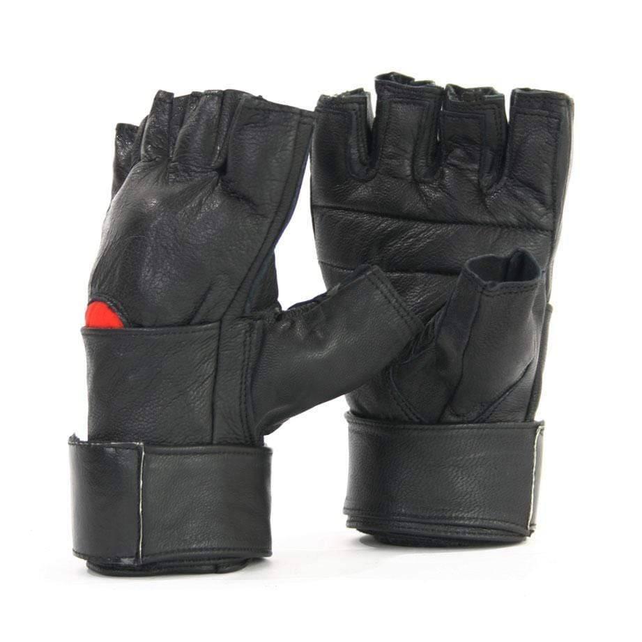 MANI SPORTS Leather Training gloves with Wrist Wrap