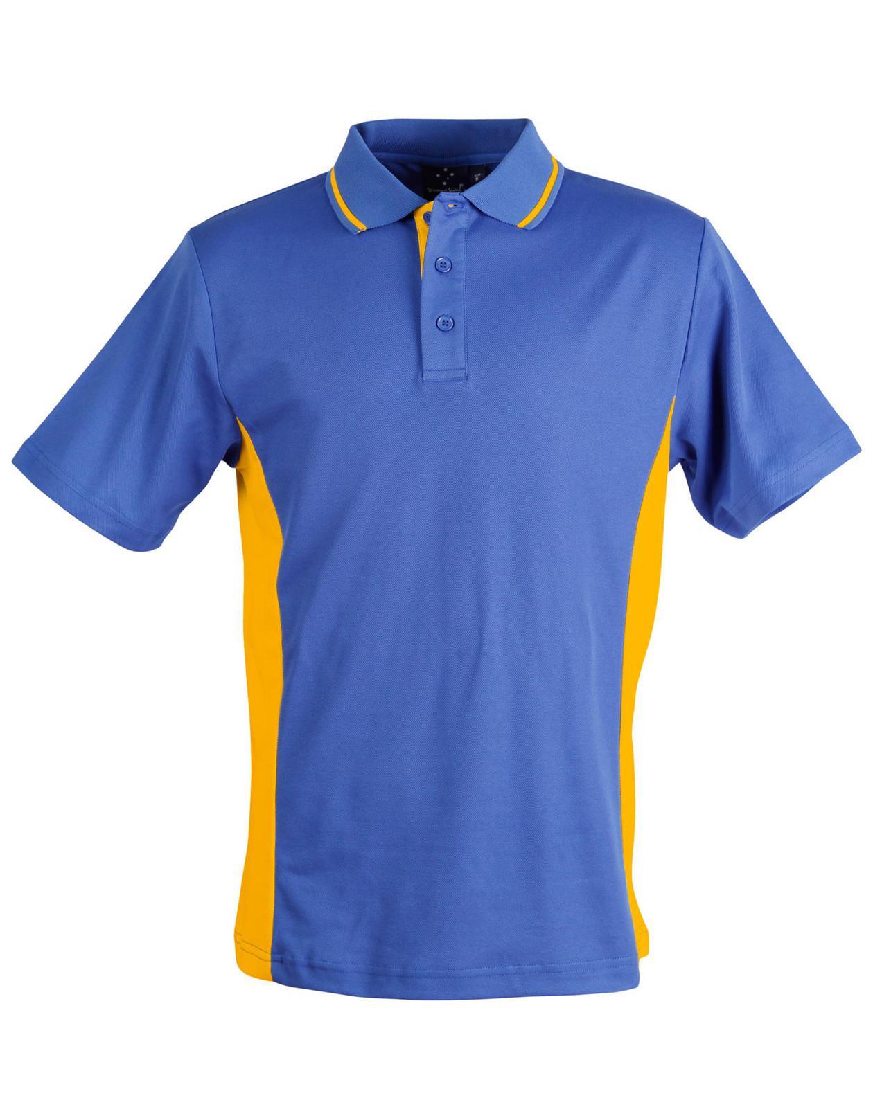PS73K Sz 06K TEAMMATE Cotton Polyester Kids Polo Shirt Royal Blue/Gold