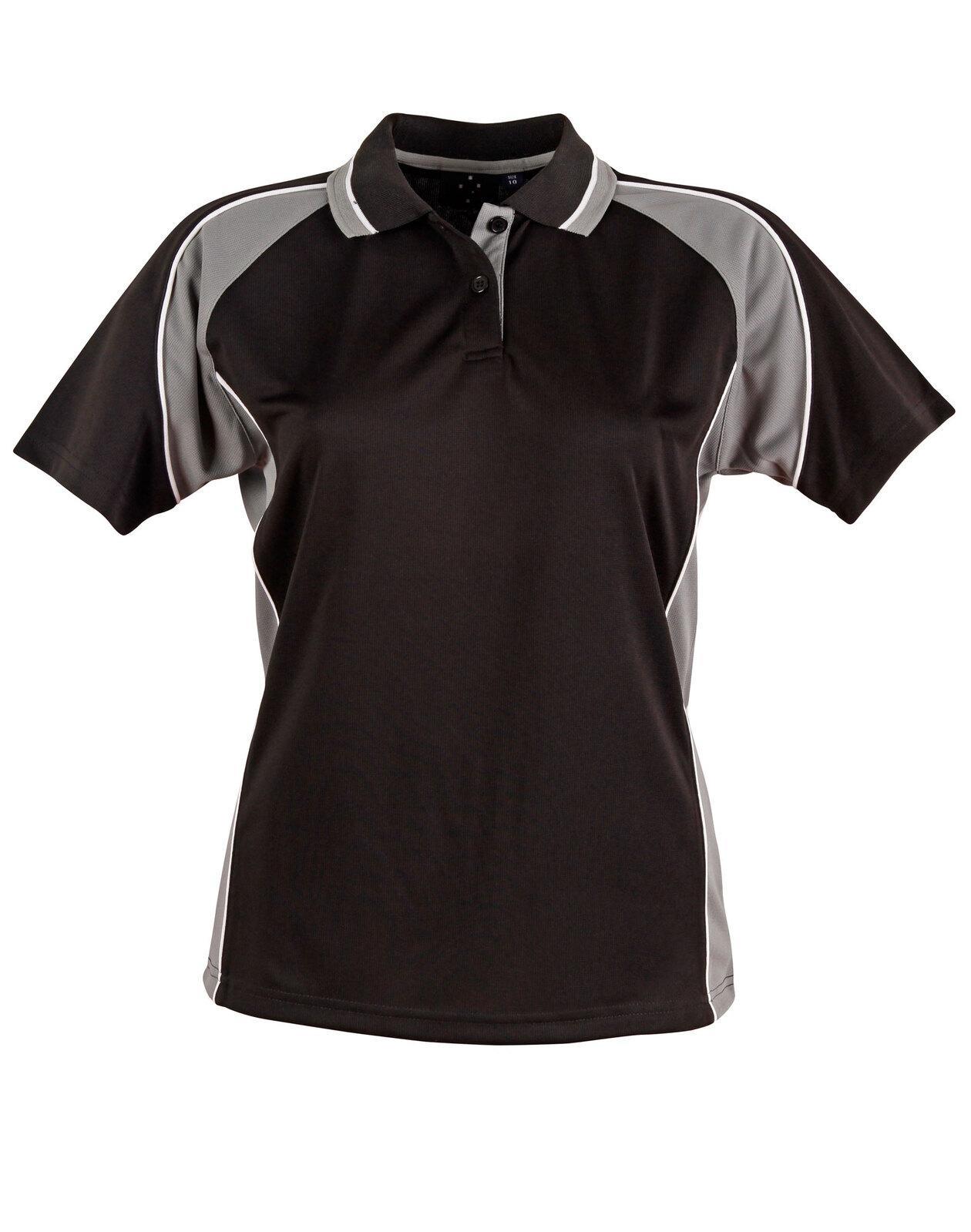 5 of PS50 Sz 18 MASCOT Tri-colour Polyester Ladies Polo Shirt Black/Ash