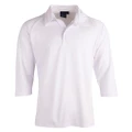 PS29Q Sz 3XL MESH CRICKET Truedry Mens 3/4 Sleeve Polo Shirt White