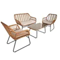 4pc Lounge Set Outdoor Furniture Rattan Wicker Chair Sofa Table Garden Patio Balcony Beige / Grey Cushion