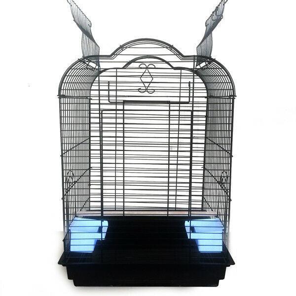 Pet Bird Cage Parrot Aviary Canary Budgie Finch Perch Black Portable w/ Perches
